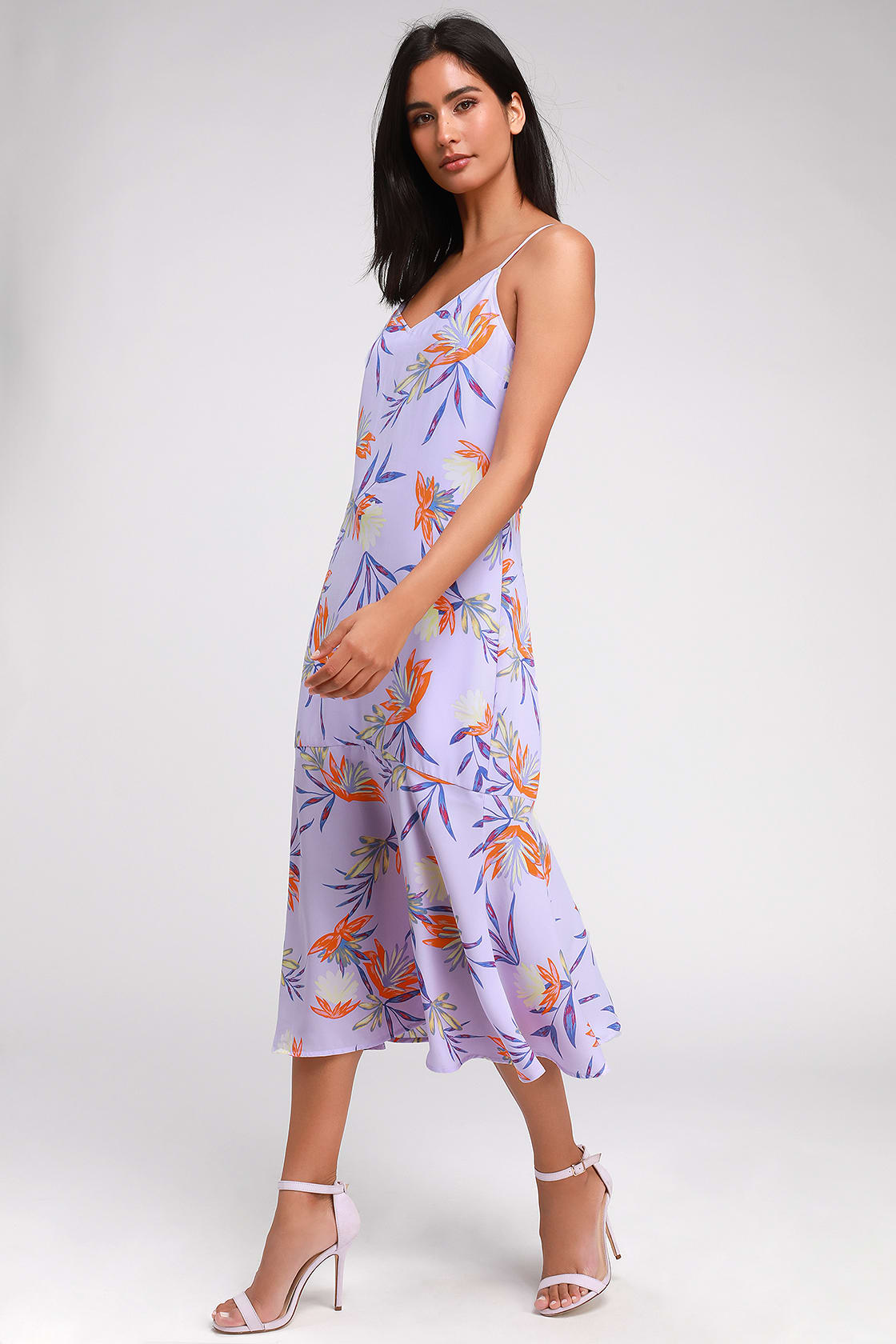 Cute Midi Dress - Floral Print Midi Dress - Trumpet Hem Dress - Lulus