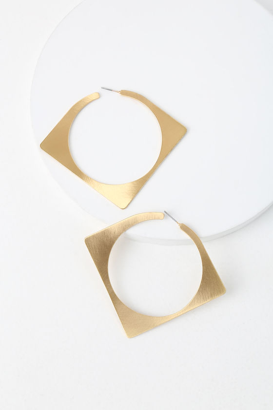 Campbell Brushed Gold Geometric Earrings 1