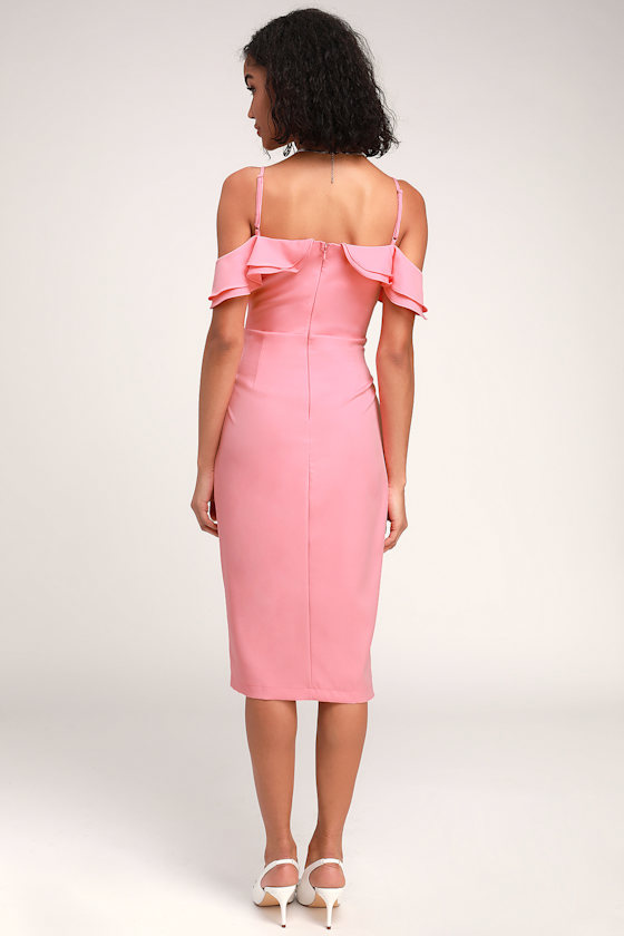 Hello Sunshine Pink Ruffled Bodycon Midi Dress 6