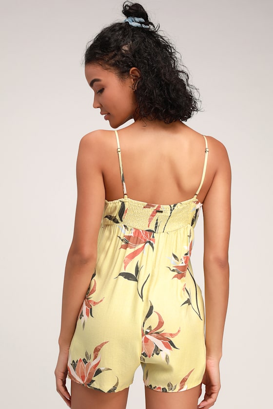 Tatum Light Yellow Floral Print Tie-Front Romper 6