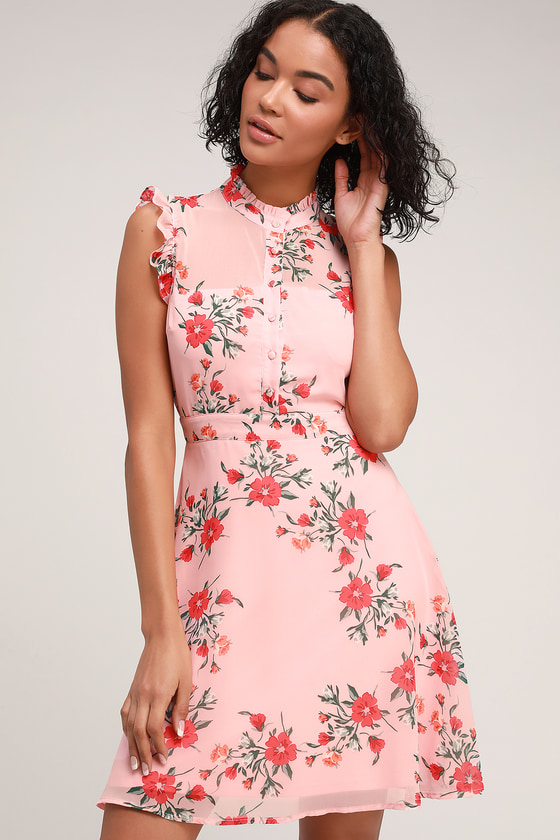 Pretty Pink Floral Print Dress - Pink Floral Print Dress - Dress - Lulus