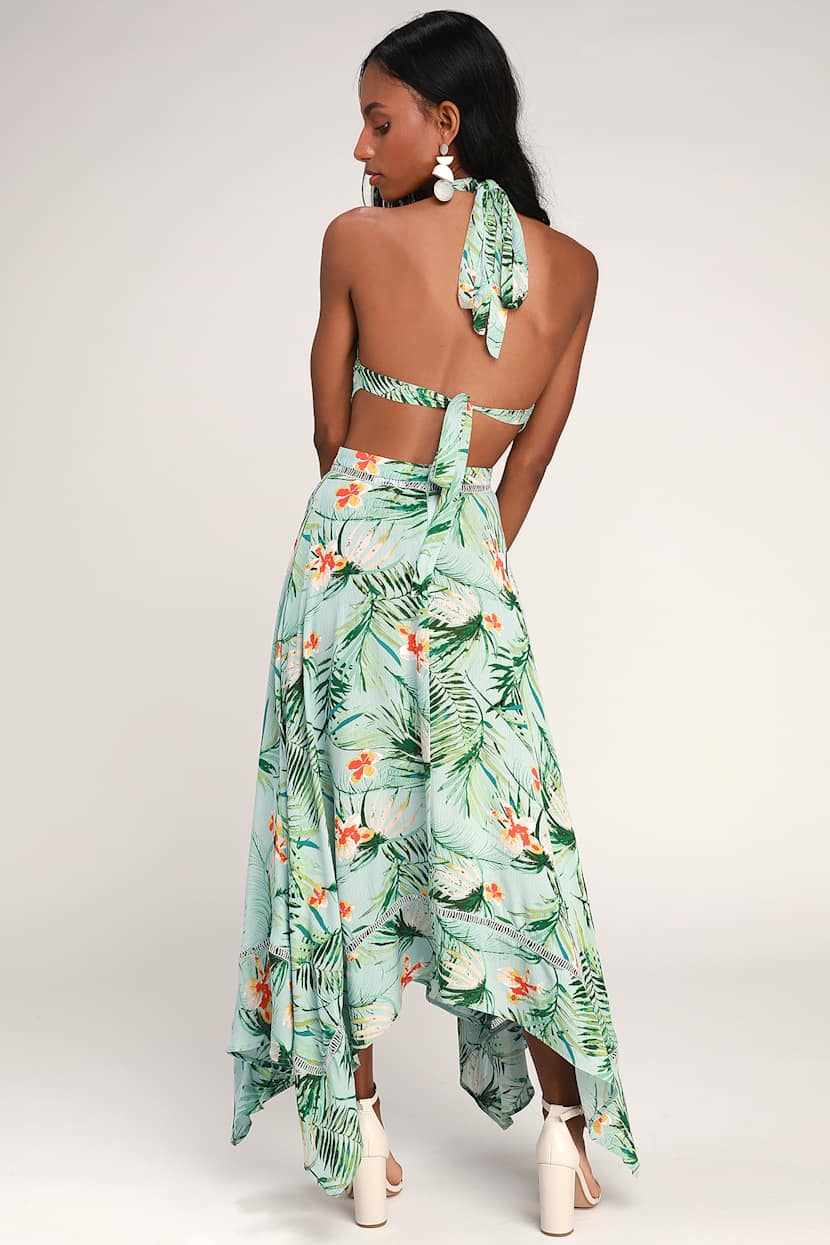 Cute Tropical Dress - Leaf Print Dress - Backless Halter Dress - Lulus