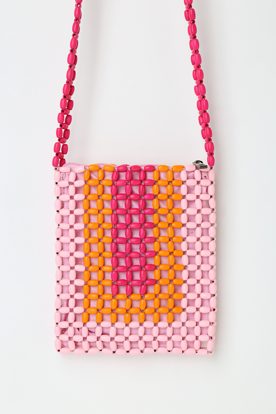 Harmonious Harper Pink Multi Wooden Beaded Mini Bag 2