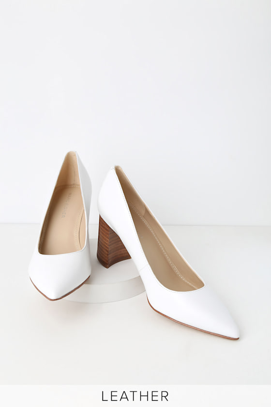 Claire White Leather Pointed-Toe Pumps 3