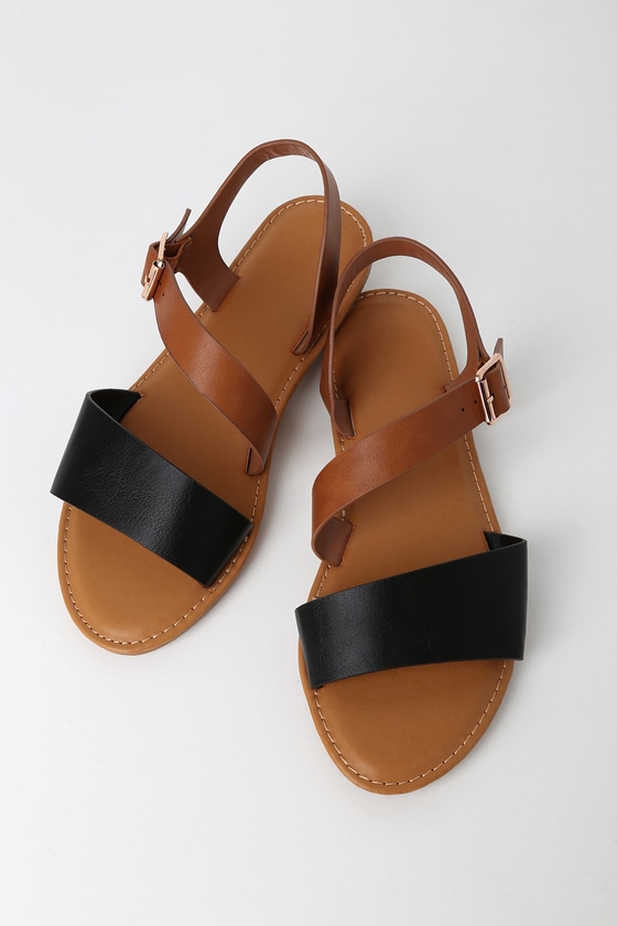 Cute Black Flat Sandals - Cutout Sandals - Vegan Sandals - Lulus