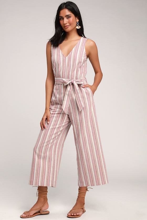 red striped jumpsuit sleeveless