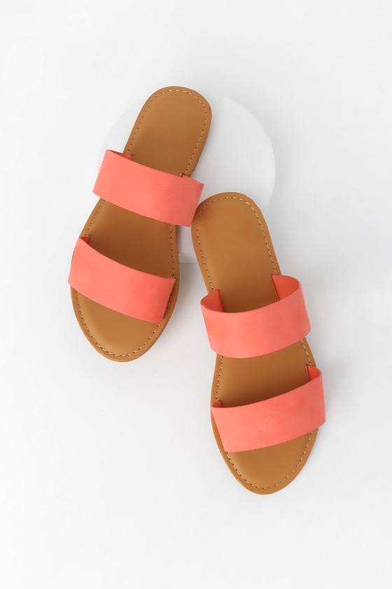 coral suede sandals