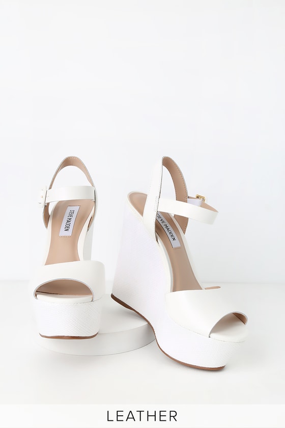 steve madden white platform heels