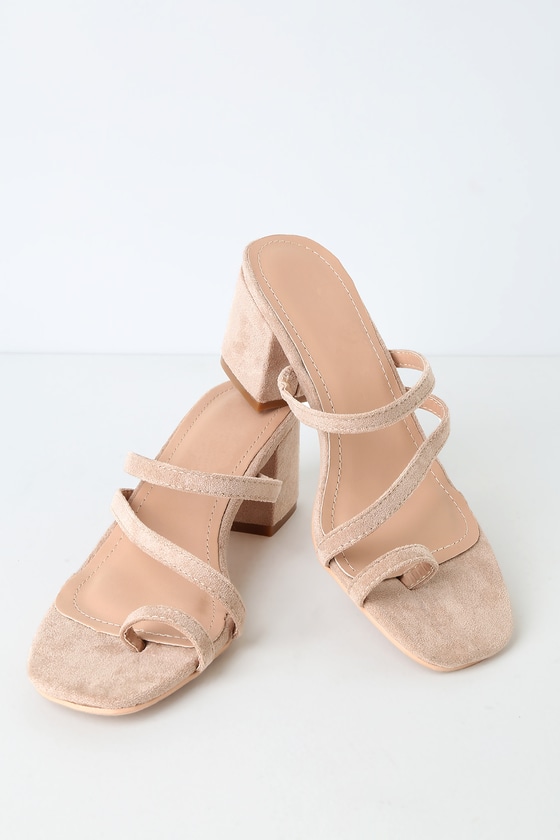 nude suede sandals