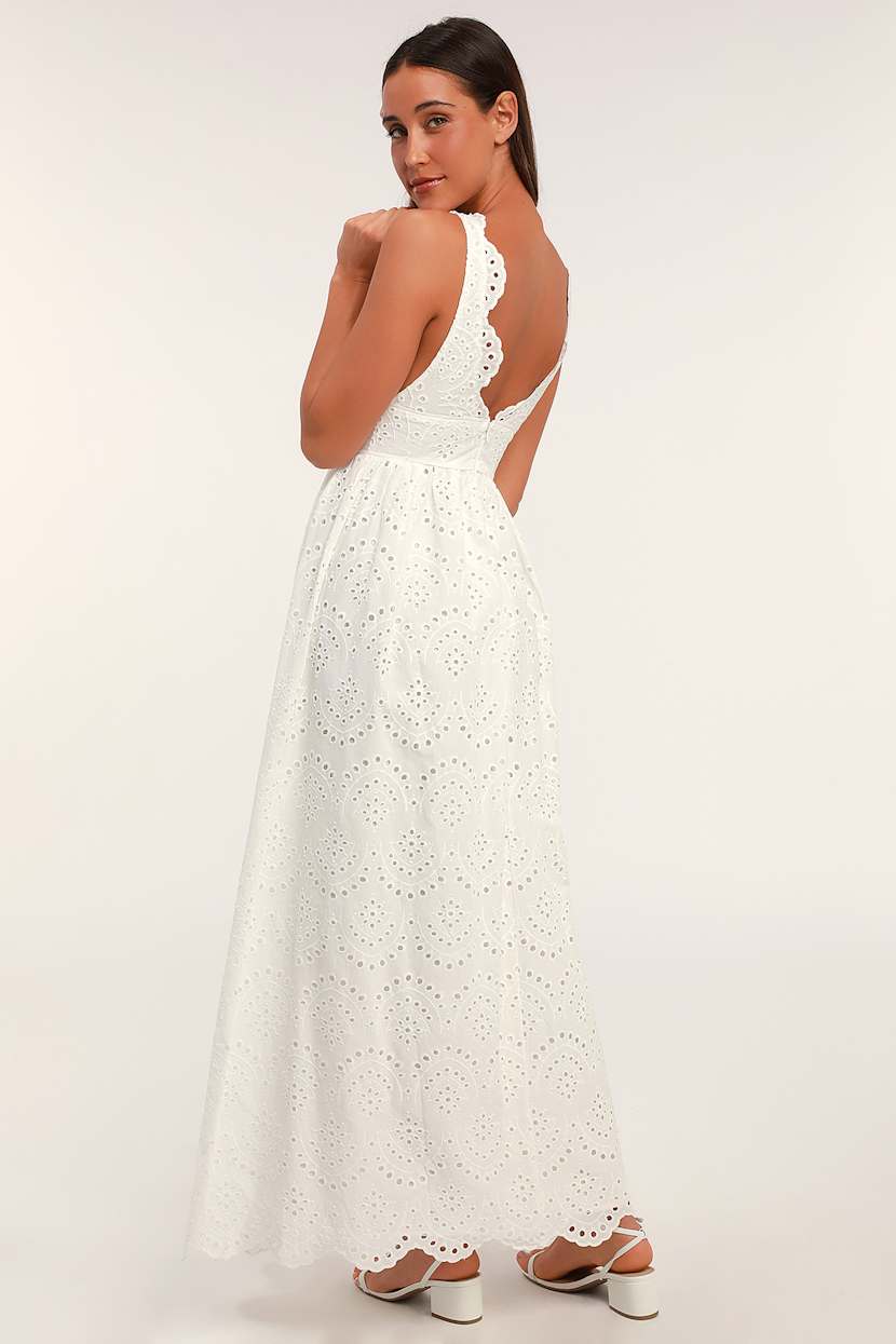 chinese dress ladies White Eyelet Maxi Dress – Dear Darlin main image 1