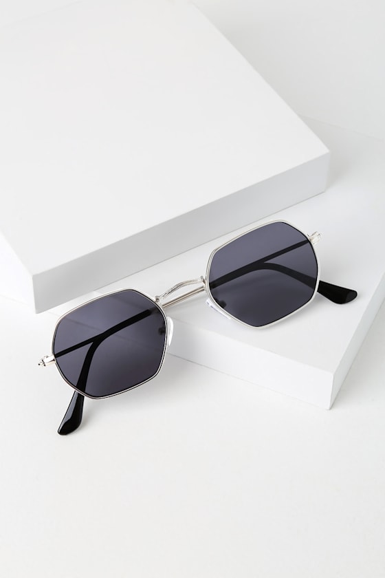 Balcony Silver and Black Geometric Sunglasses 2