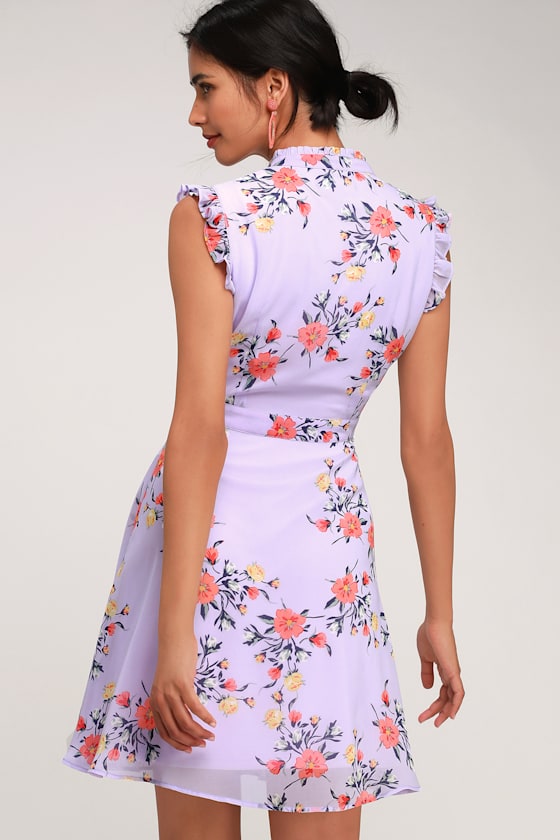 Porch Swing Lavender Floral Print Skater Dress 6