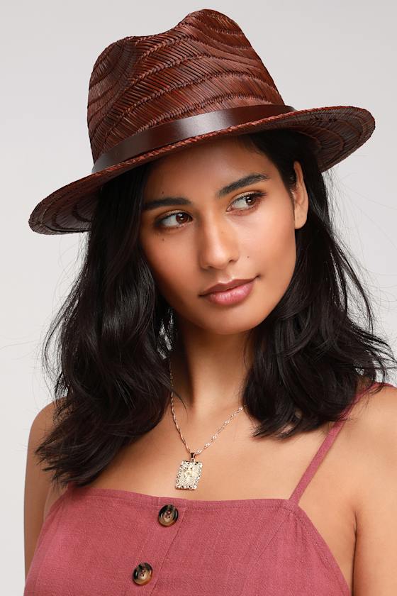 Messer Brown Straw Fedora Hat 3