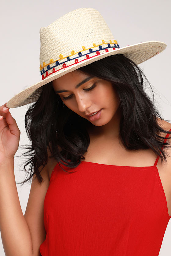 Joanna Tan Embroidered Straw Fedora Hat 3