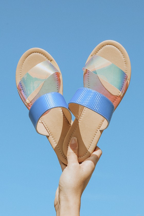 baby blue flat sandals