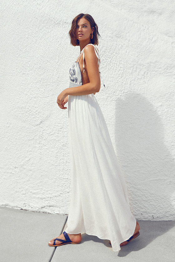 Days of Sunlight Ivory Embroidered Maxi Dress