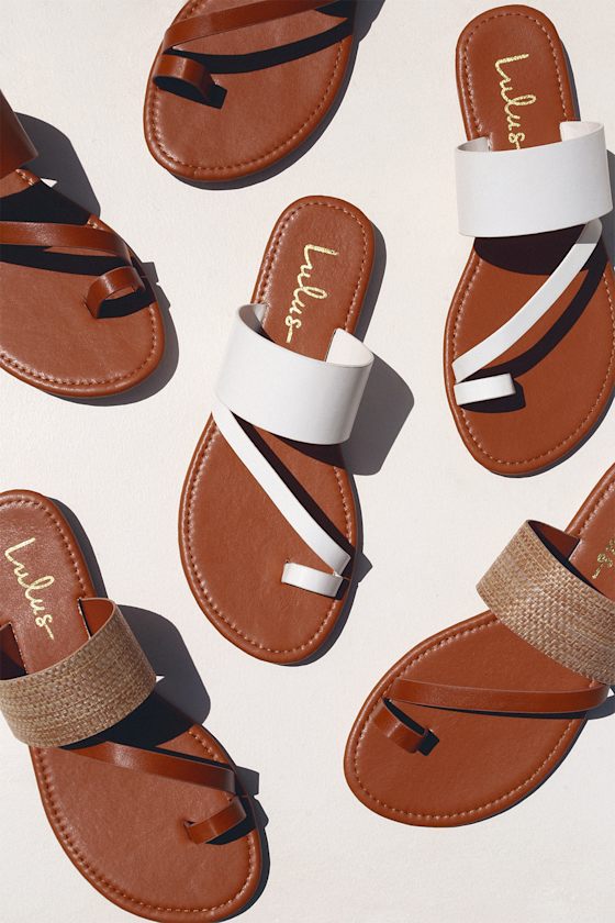Avena White Flat Sandals 5