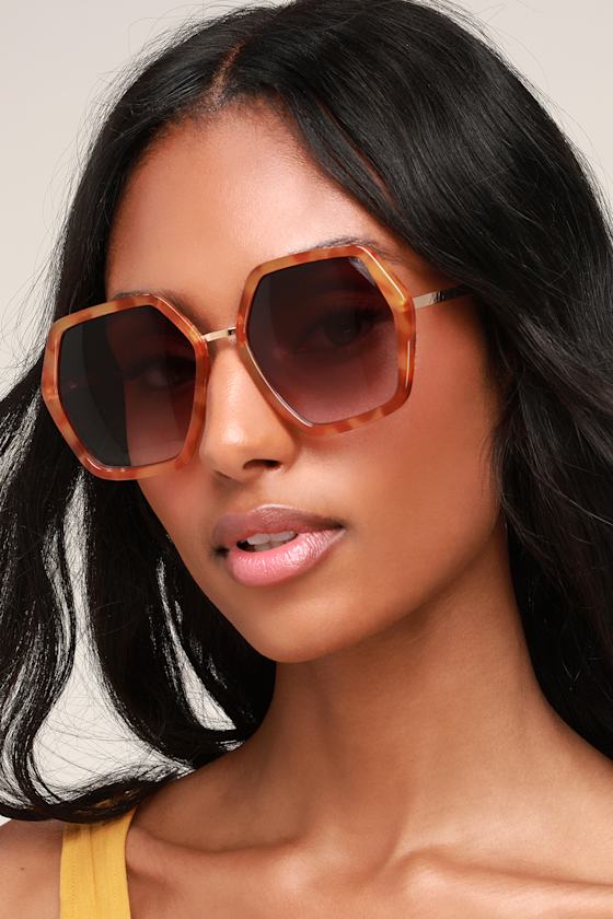 Tortoise Sunglasses Oversized Sunnies Hexagonal Sunglasses Lulus