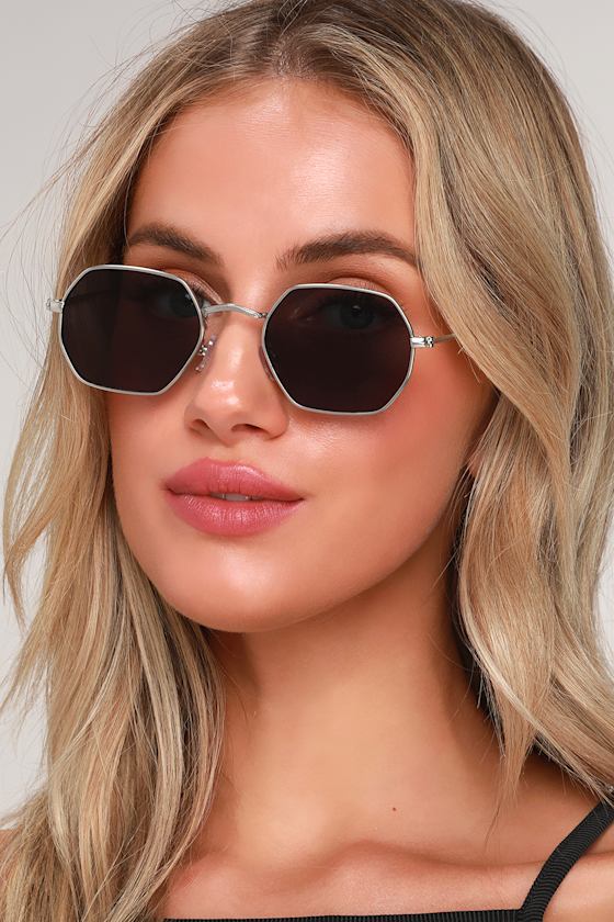 Cute Silver Sunglasses Small Sunglasses Geometric Sunglasses Lulus