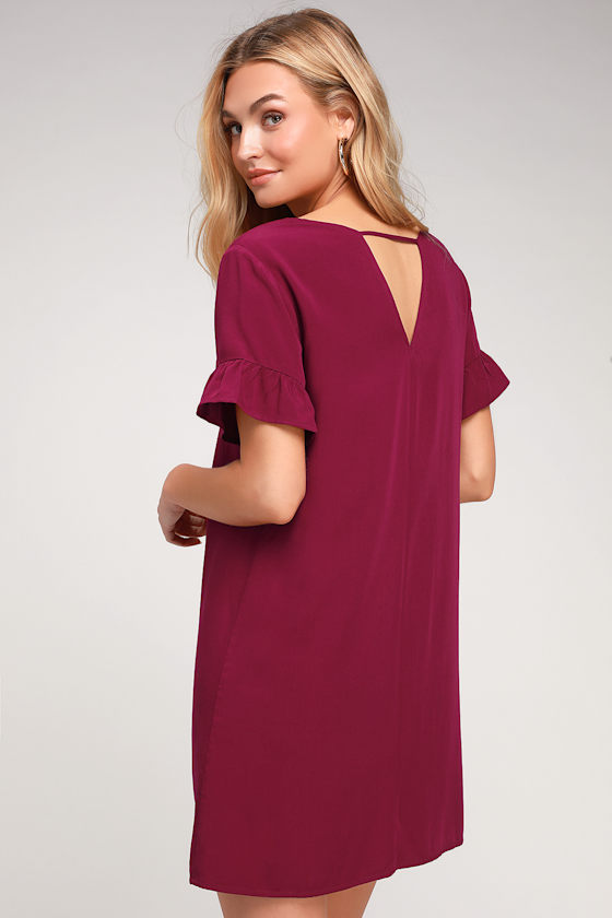 Chic of Perfection Wine Red Shift Dress 5