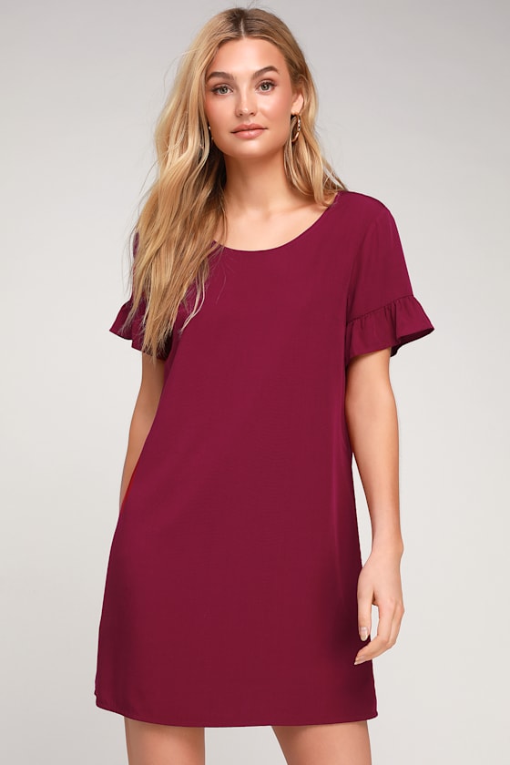 Chic of Perfection Wine Red Shift Dress 8