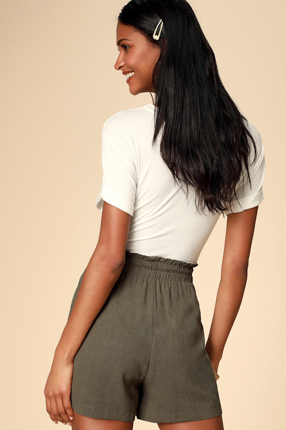 Jordine Olive Green Button Front Skort 4