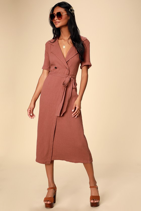 Short Sleeve Wrap Midi Dress Online ...