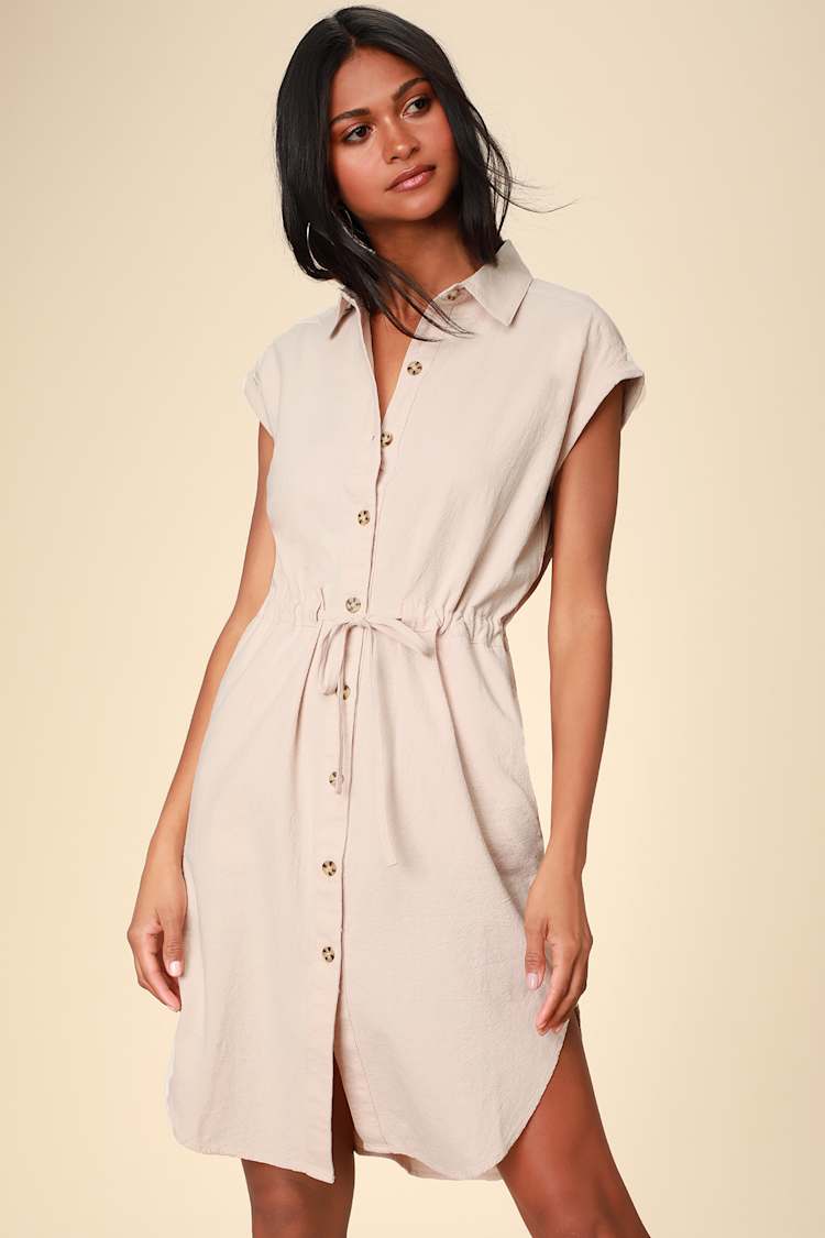 beige shirt dress midi ASTR the Label Women's Franchesca Ruffle Tiered Maxi Dress main image 0