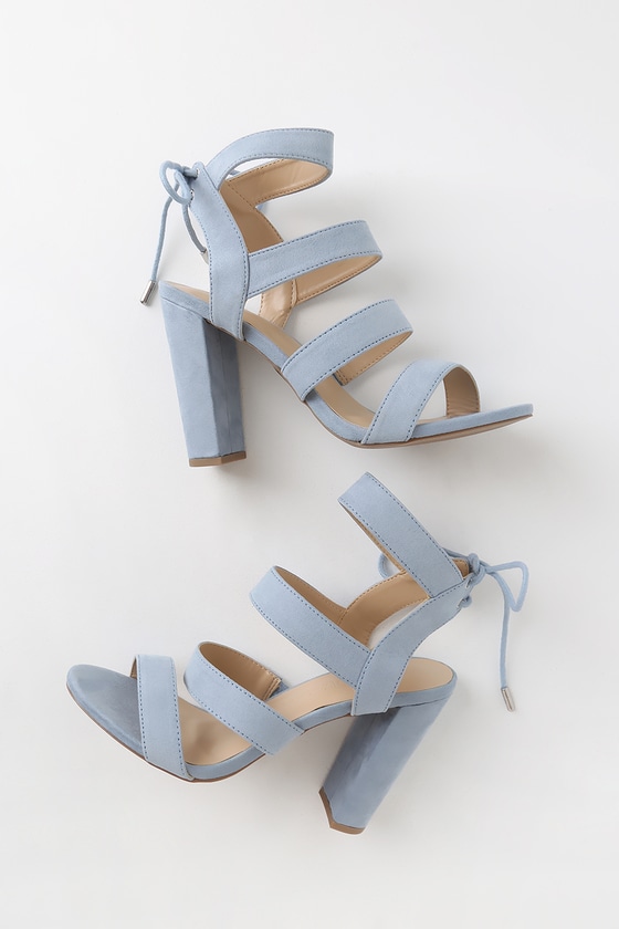 Blue Grey Heels - Vegan Suede Heels 