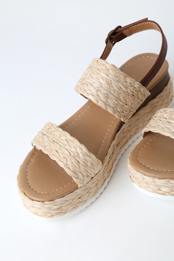Cute Natural Raffia Sandals - Flatform Sandals - Vegan Sandals - Lulus