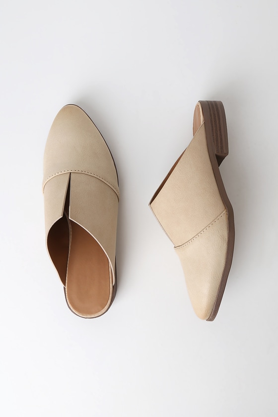 tan pointed mules