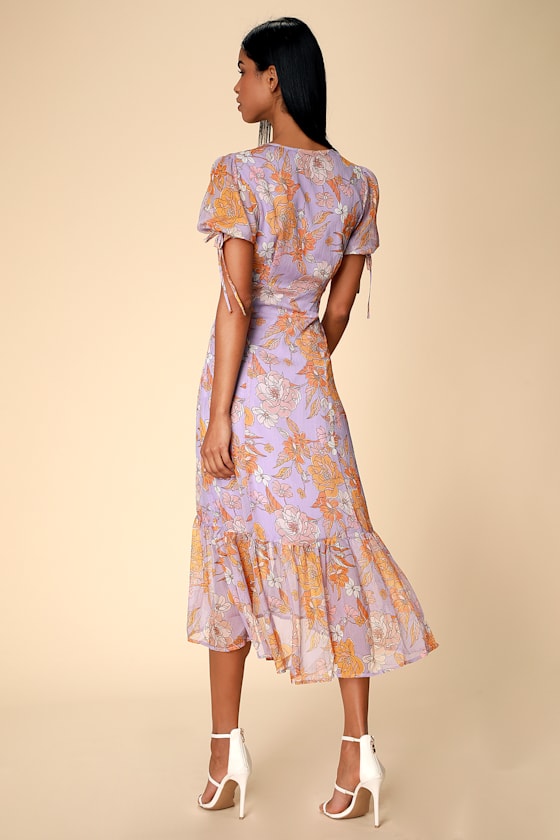 Chandler Lilac Floral Print Short Sleeve Midi Dress 2