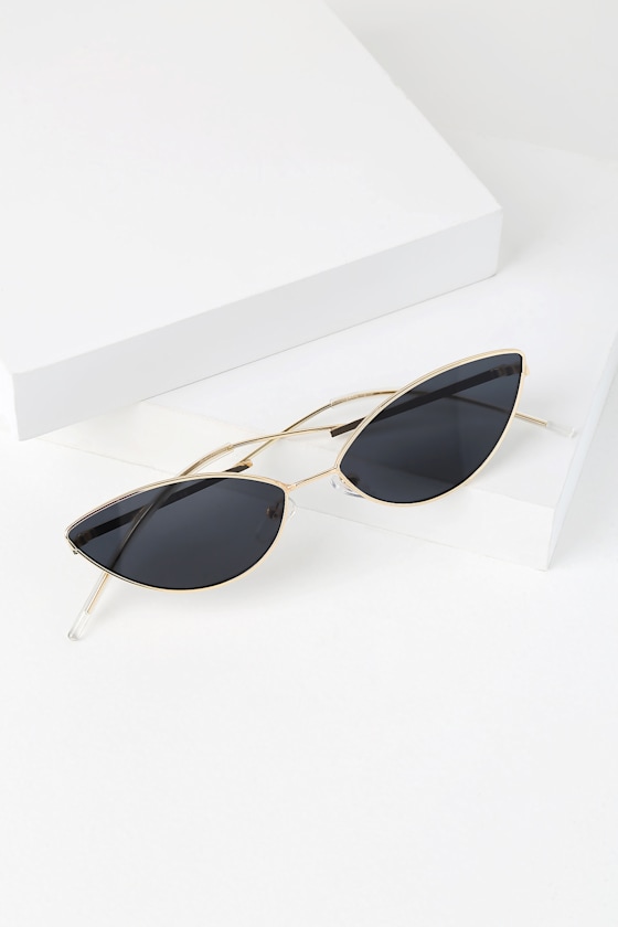 Devon Black and Gold Small Cateye Sunglasses 1