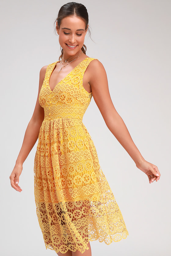 mustard lace dress