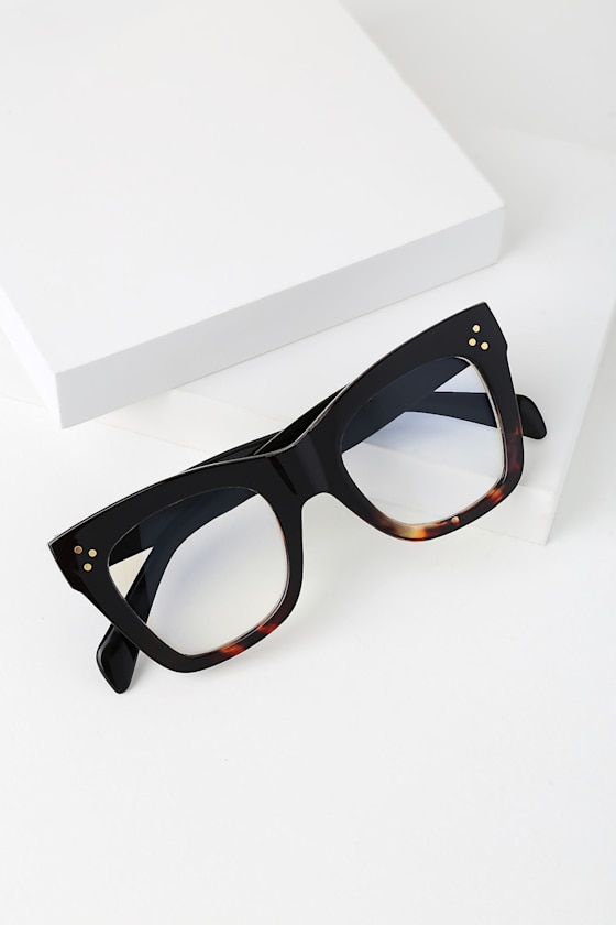 Daria Black and Tortoise Oversized Clear Sunglasses 1