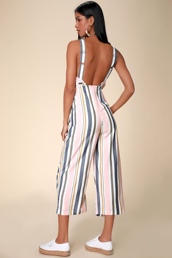 Ursan Blush Multi Striped Surplice Culotte Jumpsuit 3