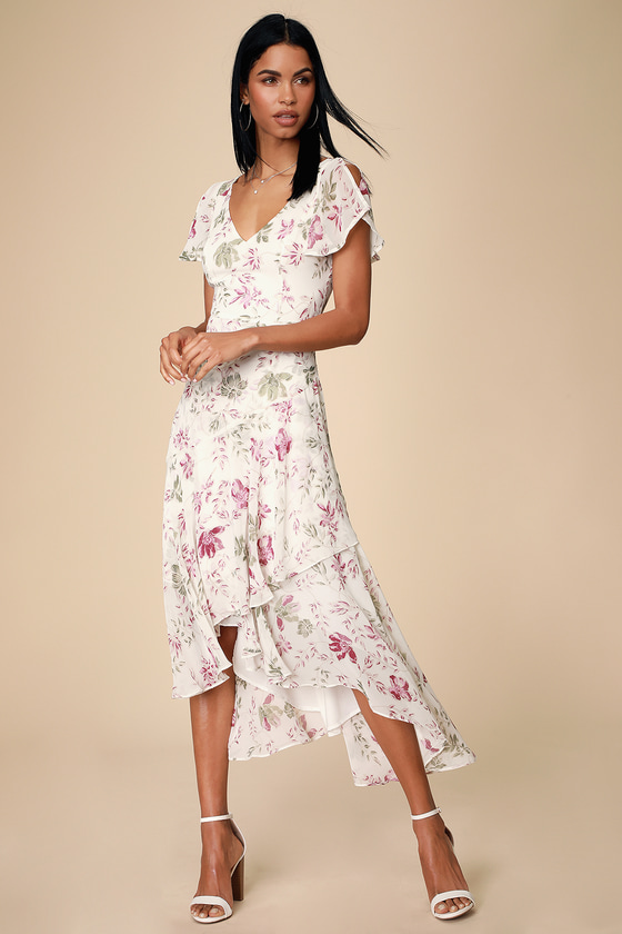 white floral midi dress