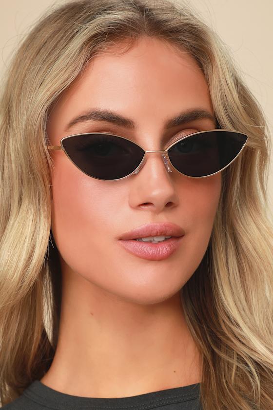 Devon Black and Gold Small Cateye Sunglasses 3