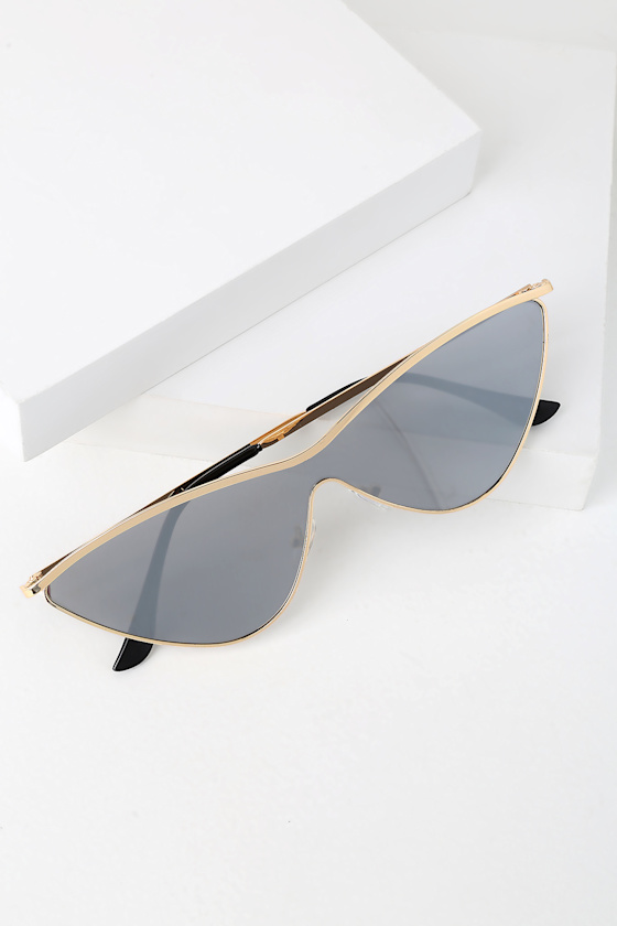 Down the Road Gold Mirrored Cat Eye Sunglasses 1
