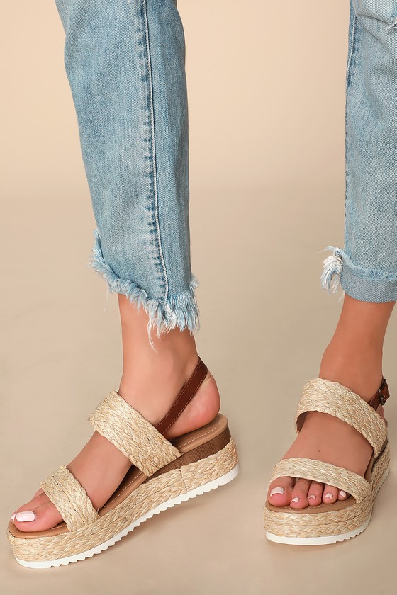 raffia flatform sandals