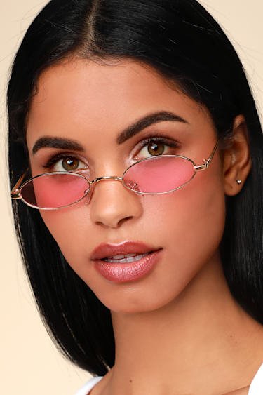Charmed Pink Small Oval Sunglasses