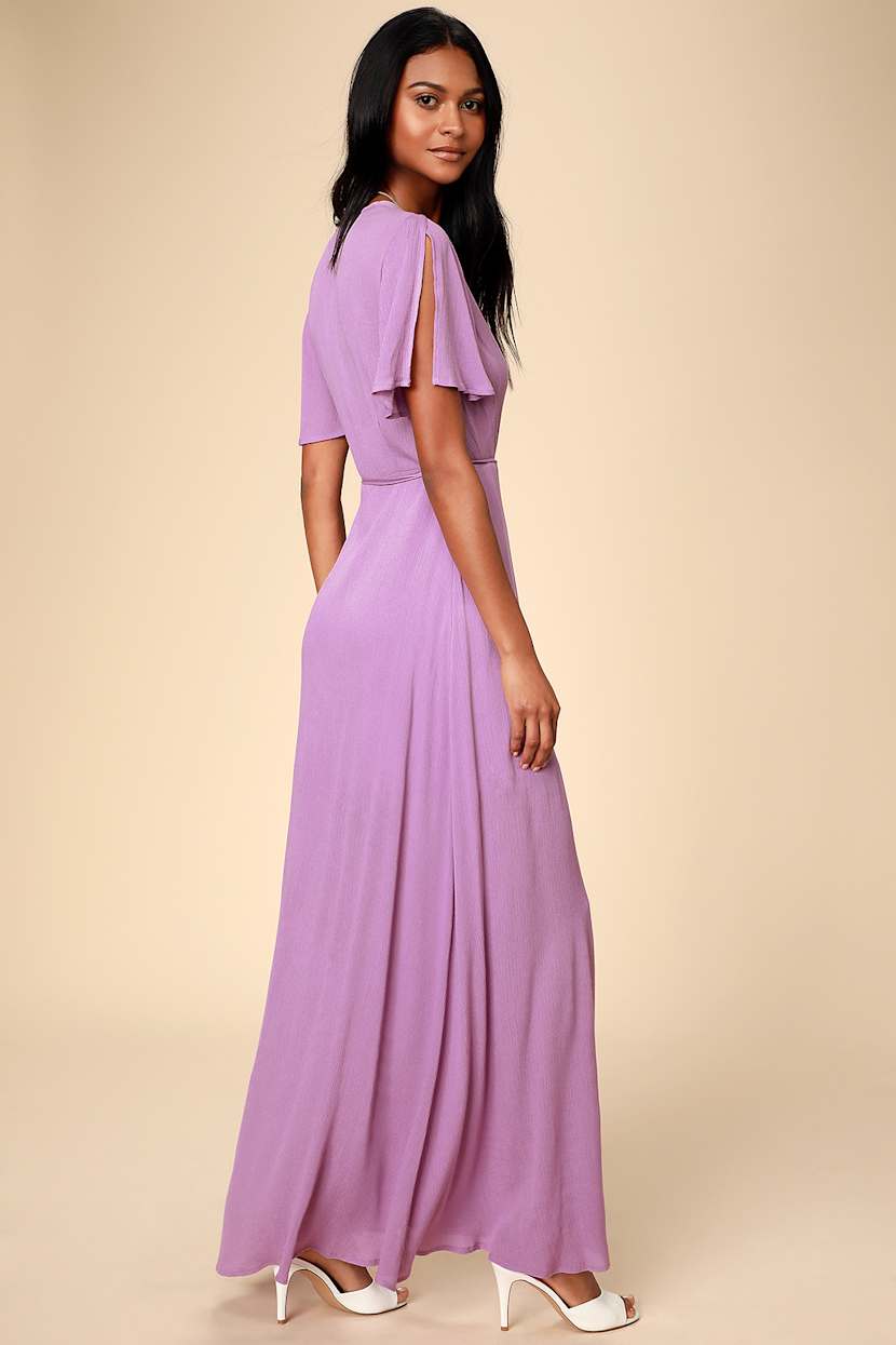 Lovely Lavender Dress - Short Sleeve Wrap Dress - Maxi Dress - Lulus