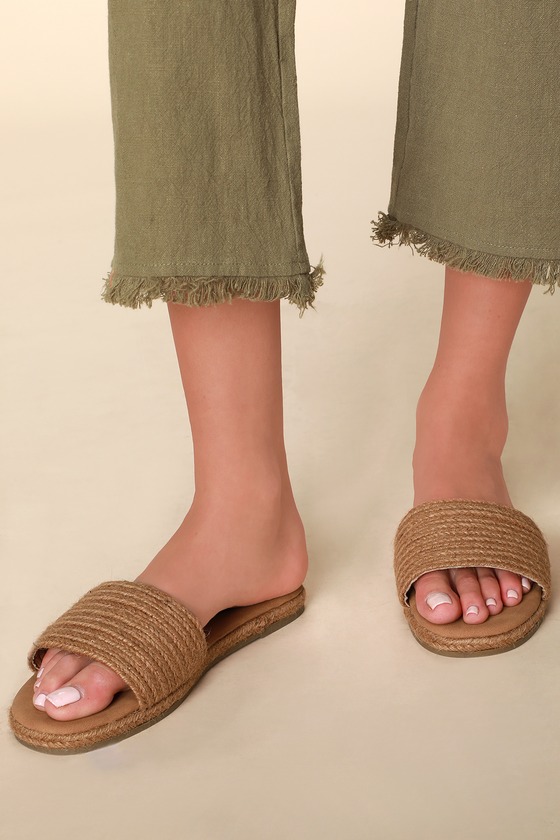 Cute Tan Sandals - Slide Sandals - Espadrille Sandals - Lulus