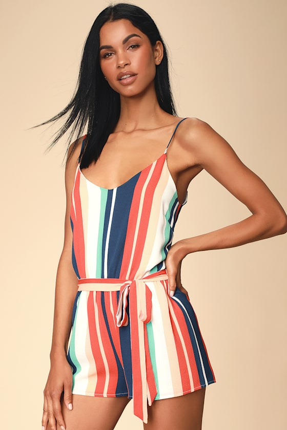 Cute Striped Romper Backless Romper Sleeveless Romper Lulus