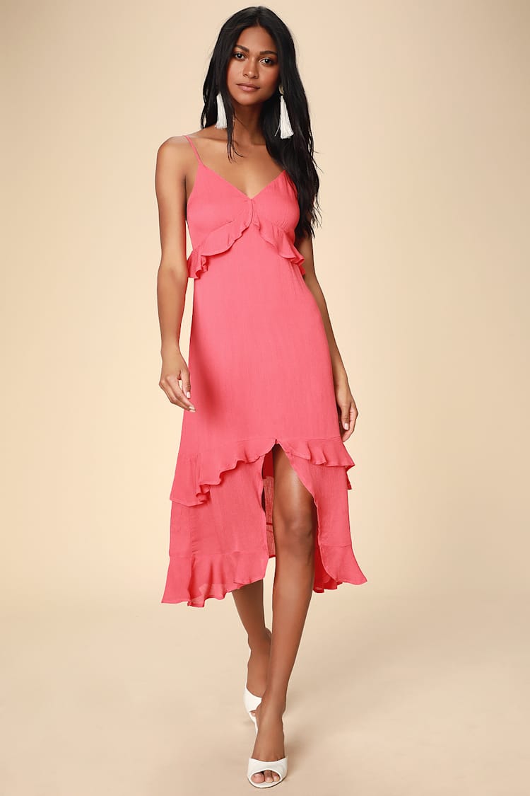 open lace back dress Cute A-line Spaghetti Straps Satin Pink Homecoming Dress, Hot Pink Sho main image 0