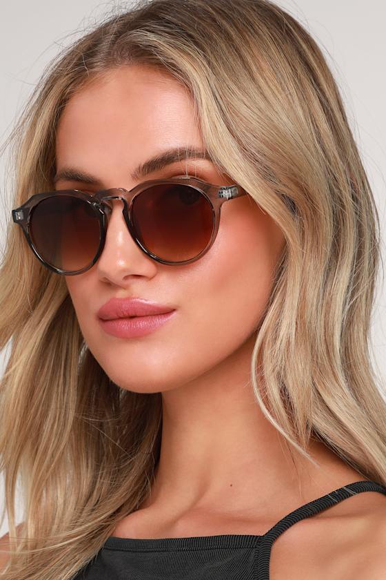 Cute Grey Sunglasses Clear Grey Sunnies Round Sunglasses Lulus