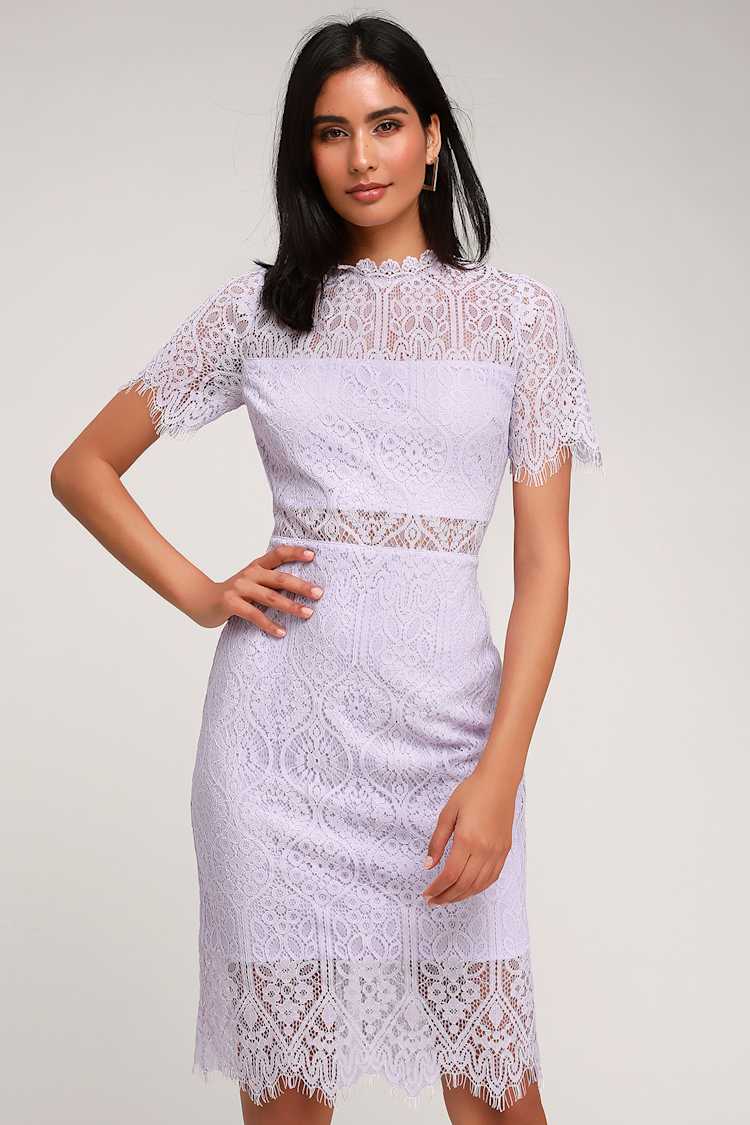 knee length dresses for ladies Lavender Lace Applique Homecoming Dresses Puffed Sleeve Bodycon Dress Hc446 Custom Colors / US2 main image 0