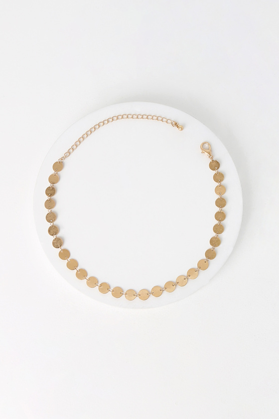 Stylish Gold Choker Round Charm Choker Necklace Gold Necklace