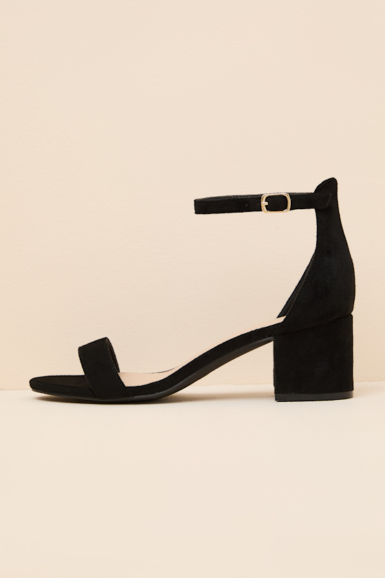 Harper Black Suede Ankle Strap Heels 2