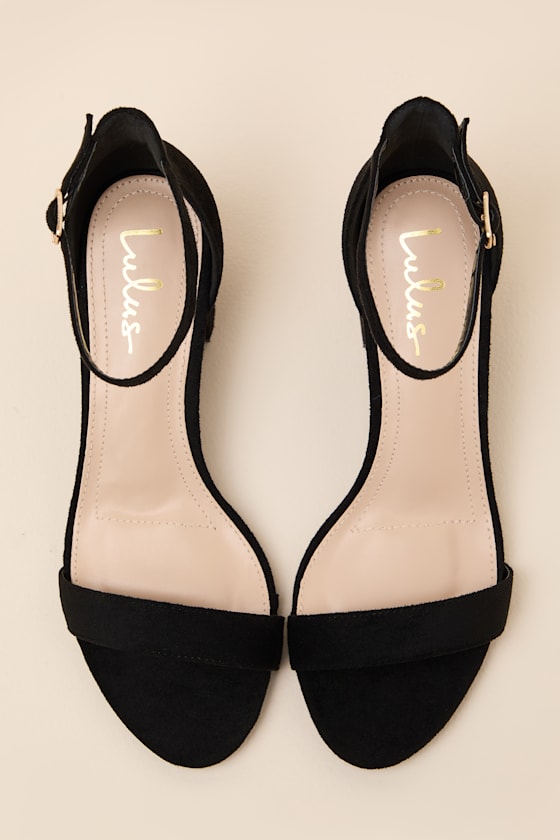 Harper Black Suede Ankle Strap Heels - thumbnail 3